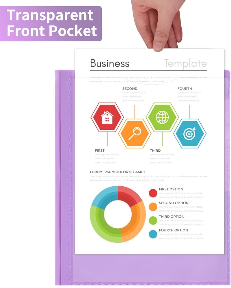 EOOUT 20 Pack Pocket Folders with Prongs, 10 Colors Heavy Duty File Folders with Clear Front Pocket for Letter Size Paper, Poly Folders with Business Card Slot for School Home and Office - Image 5
